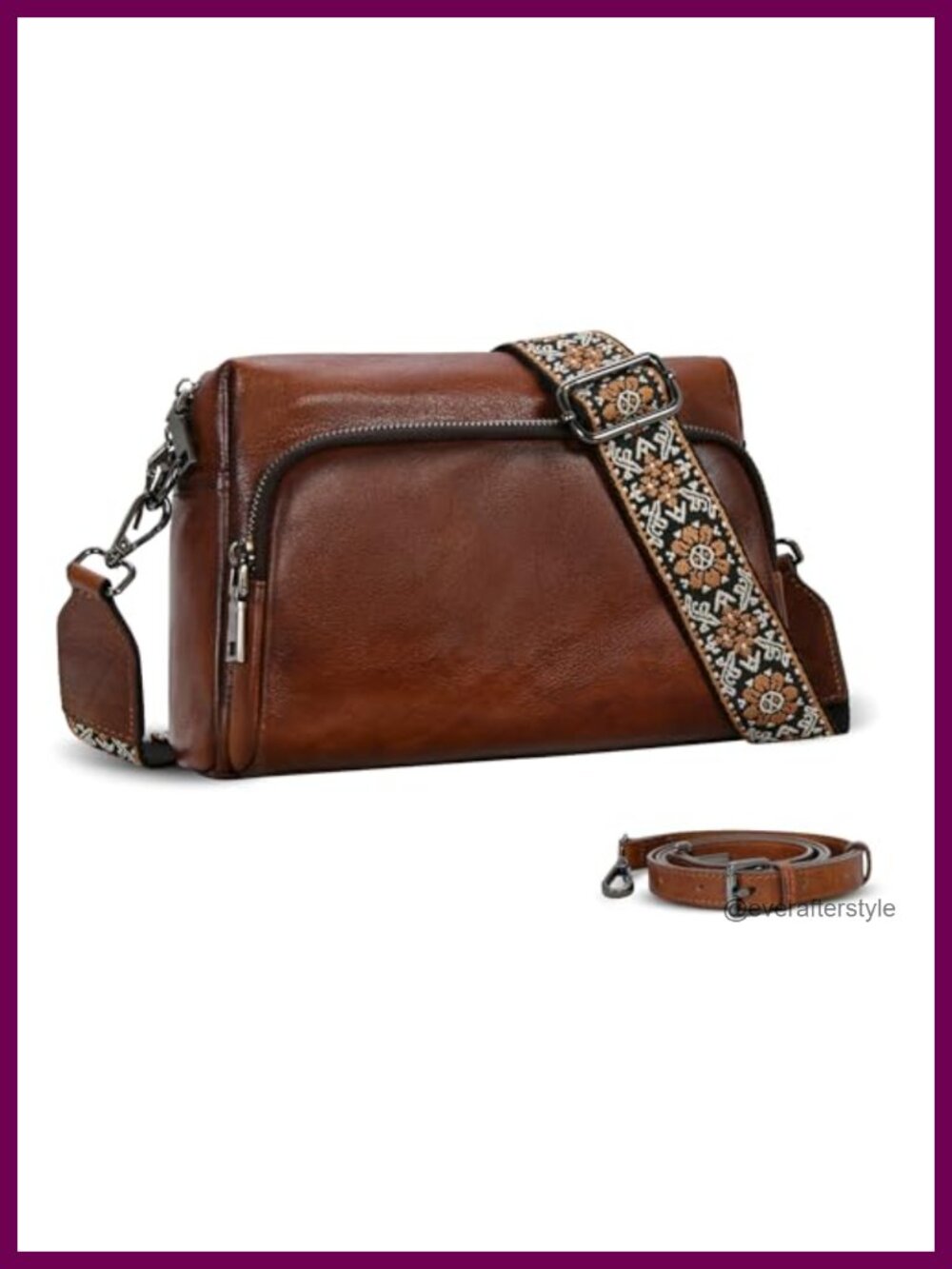 Leather Crossbody Bag Satchel Detachable Strap Shoulder Purse